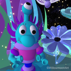 Blue three eyed alien by Willowmoon Art, Virtual Reality artist