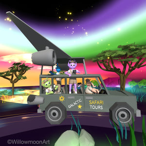 Galactic Safari Jeep with Aliens by Willowmoon Art - Virtual Reality art created in Gravity Sketch and TiltBrush